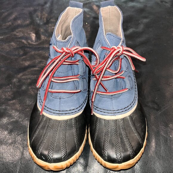 Sorel Shoes - SOREL OUT 'N ABOUT WATERPROOF ANKLE DUCK RAIN BOOTS in RED WHITE & BLUE EUC W 8
